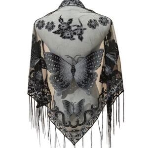 Butterfly Triangle Scarf Wrap Shawl W51xH27.5 NWT